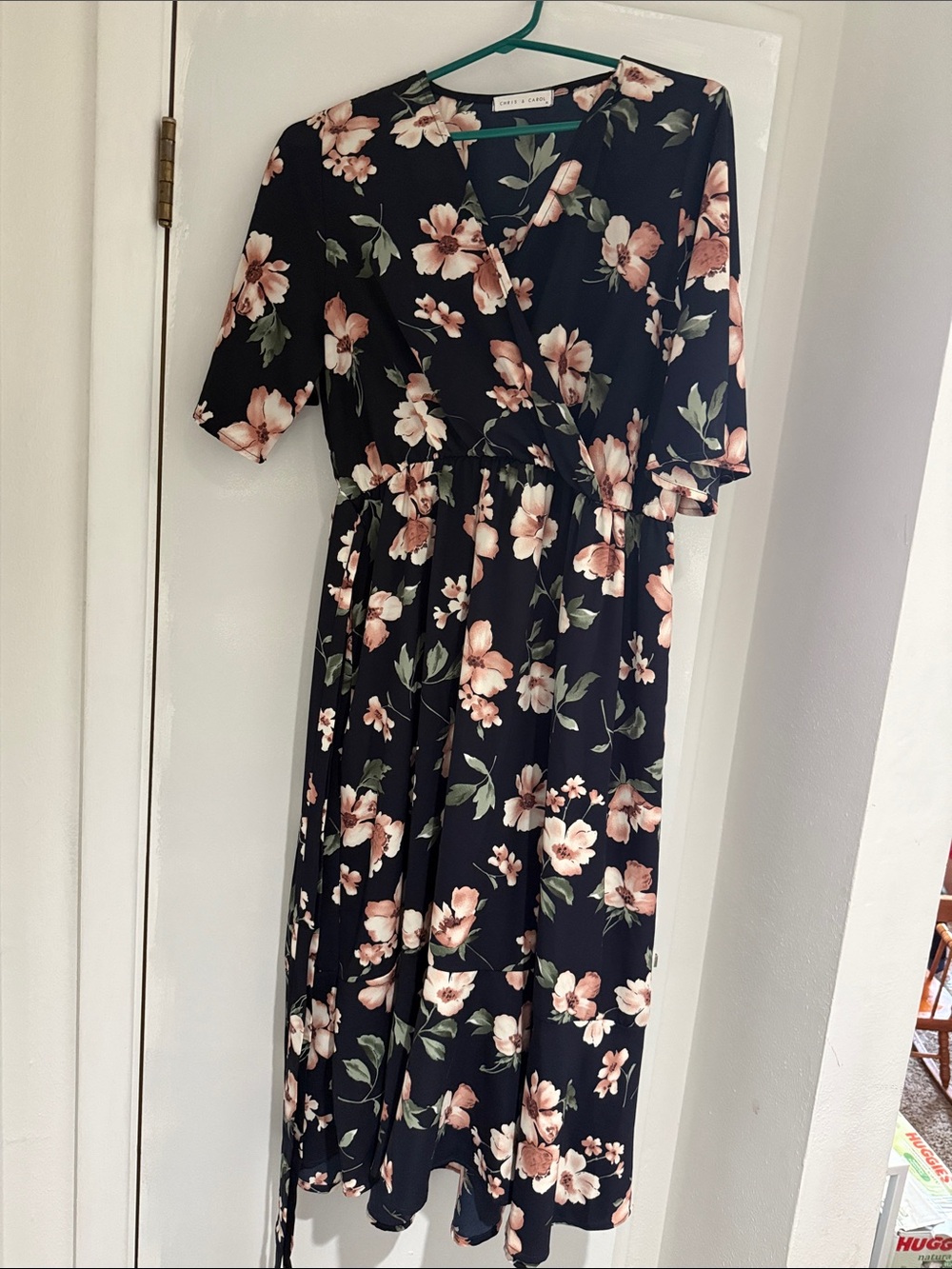 a new day Black Floral Maxi Dress with Pink Blooms